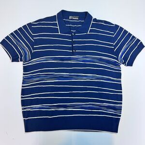 Missoni Sport Polo Sweater Men's Large Navy Space Dye Stripe Knit Italy Vintage